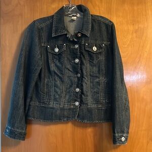 Christopher & Banks Blue Jean Jacket Cropped Style